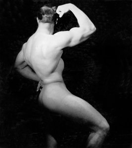 Naken Bodybuilder Side View, San Francisco, California, ca. 1950